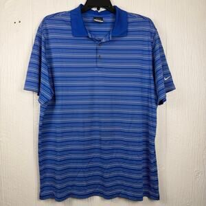 NikeGolf Dri-Fit Polo shirt men’s 2XL blue/ white stripe Really nice Shirt.